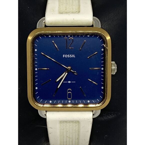 Fossil ES4251 Women's White Silicone Analog Blue Dial Quartz Wrist Watch EY381 - Picture 2 of 12